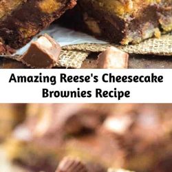 Amazing Reese's Cheesecake Brownies Recipe A Reese's Peanut Butter Cup heaven! It's for the ultimate Reese's lover! A fudgy brownie stuffed with Reese's, a creamy peanut butter cheesecake layer and topped with chocolate! These are insanely good!